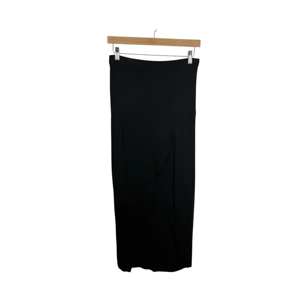 H&M Women’s Jersey Knit Crossover Front Midi Skirt Black Size S